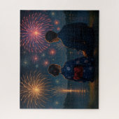 Puzzle Summer Fireworks by the Lake with a Yukata Couple (Vertical)