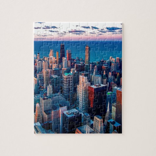 Puzzle Sundown de Chicago Skyline (Vertical)