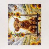 Puzzle Sunflower Highland Cow (Vertical)