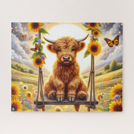 Puzzle Sunflower Highland Cow (Horizontal)