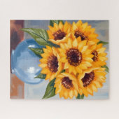Puzzle Sunflower Vase Watercolor Flower Bouquet (Horizontal)