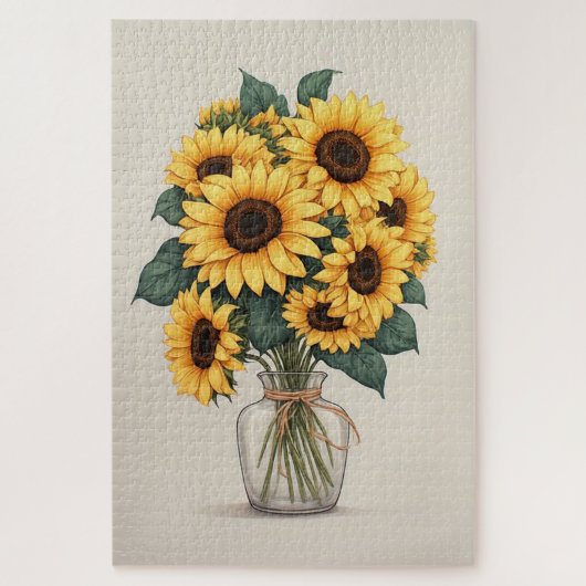 Puzzle Sunflower Wildflower Botanical Art (Vertical)