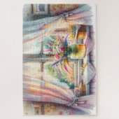 Puzzle Sunlit Cottage Window Wildflowers (Vertical)