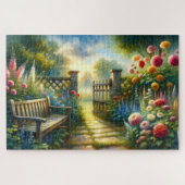 Puzzle Sunlit Garden Pathway Gate Scene (Horizontal)