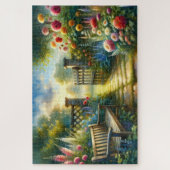 Puzzle Sunlit Garden Pathway Gate Scene (Vertical)