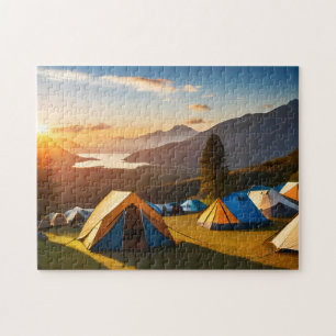 Puzzle Sunrise Camp Art Camping Montagneux 4 Photo Puzz