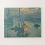 Puzzle Sunrise (Marine) par Claude Monet<br><div class="desc">Dans la palette feutrée de l'aube émergente, Claude Monet dépeignait le port industriel du Havre sur la côte nord de la France. L'orange brillante du soleil levant brille au milieu de l'air humide et danse sur l'eau douce ondulante, illuminant ses bleus irisés et verts. À peine perceptible à travers une...</div>