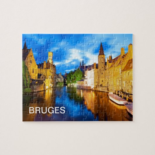 Puzzle Sunset à Bruges. Belgique (Horizontal)