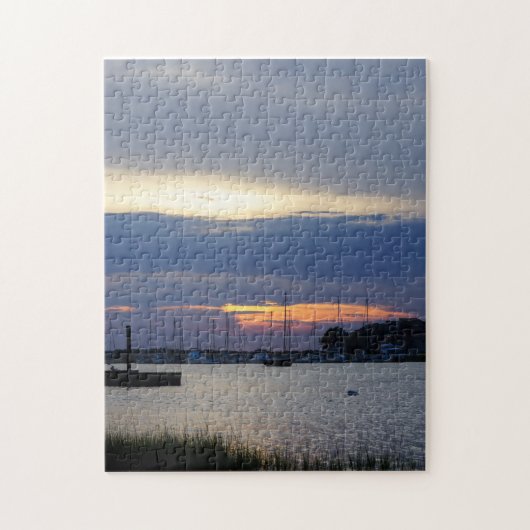 Puzzle Sunset At Folly Harbor (Vertical)