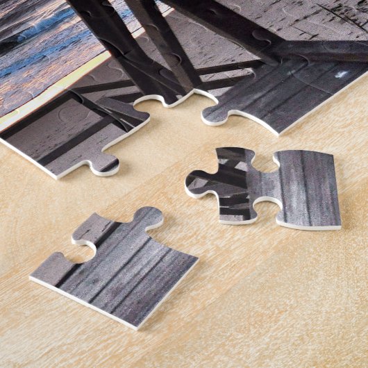 Puzzle Sunset Beach View from Rustic Wood Deck (Côté)