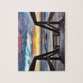 Puzzle Sunset Beach View from Rustic Wood Deck (Vertical)