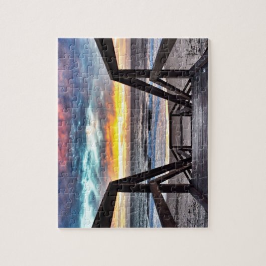 Puzzle Sunset Beach View from Rustic Wood Deck (Vertical)