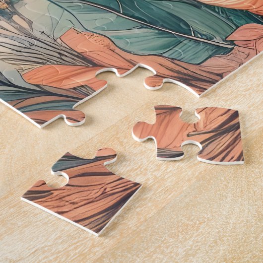 Puzzle Sunset Lighthouse Ocean Beach Boho Floral (Côté)