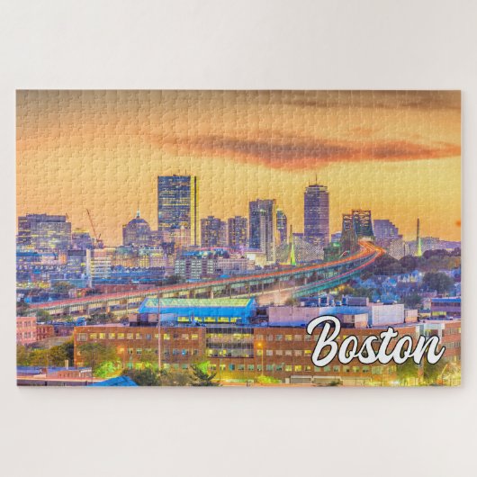 Puzzle Sunset Over Boston, Massachusetts, États-Unis (Horizontal)