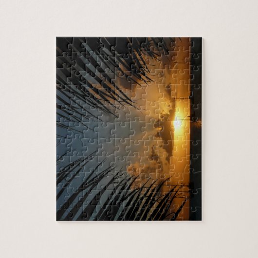 Puzzle Sunset Through Palm Fronds (Vertical)