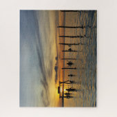 Puzzle Sunset with Wooden Posts in Water (Vertical)
