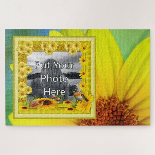Puzzle Sunshine Yellow Sunflower Photo Frame (Horizontal)