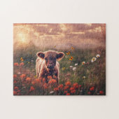 Puzzle Super mignon Vache de veau HIghland s'amuser (Horizontal)