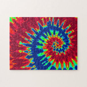 Puzzle Super rouge et marine Blue Tie Dye Spiral