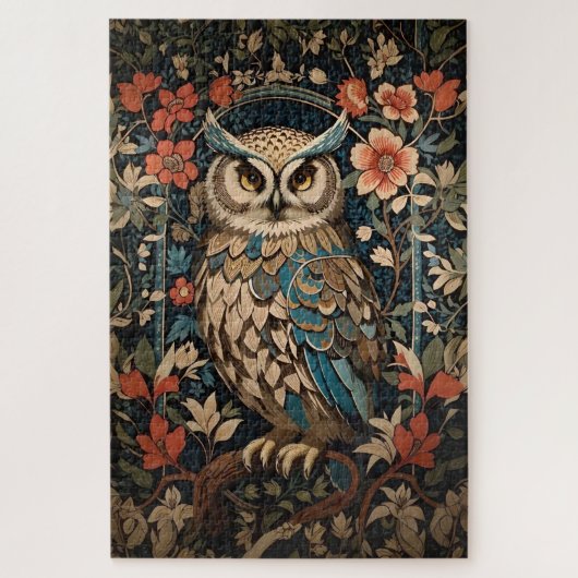 Puzzle Superbe Chouette Brown William Morris Inspiré Flor (Vertical)
