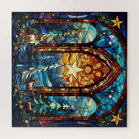 Puzzle Superbe hiver en verre teinté dans la forêt (Horizontal)