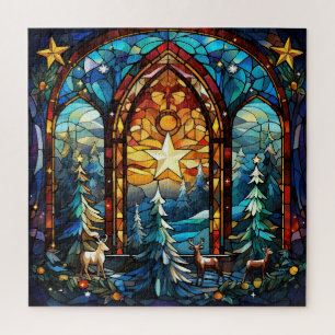 Puzzle Superbe hiver en verre teinté dans la forêt