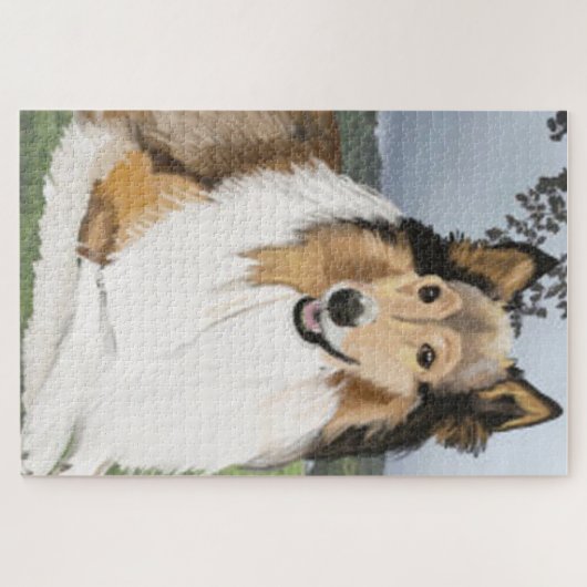 Puzzle Superbe long Haired Collie Sheep chien (Horizontal)