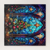 Puzzle Superbe Vitrail Arbre de Noël décoré (Horizontal)