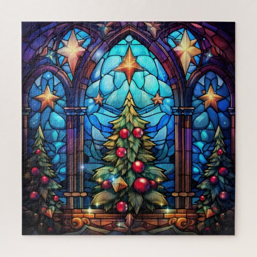 Puzzle Superbe Vitrail Arbre de Noël décoré (Vertical)