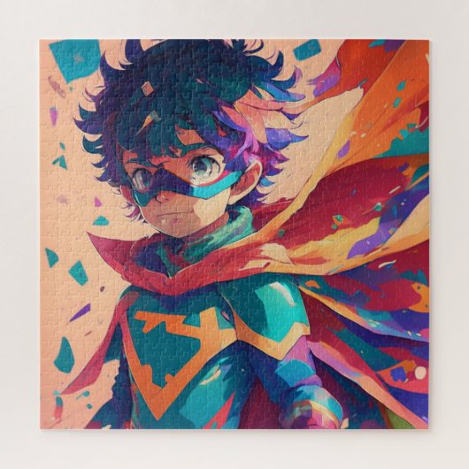 Puzzle Superhero Anime rouge et bleu (Vertical)
