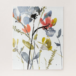 Puzzle Superposition de fleurs - Aquarelle Fleurs et tige