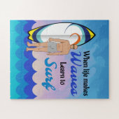 Puzzle Surboard Ocean Waves Blue Motivational Quote (Horizontal)