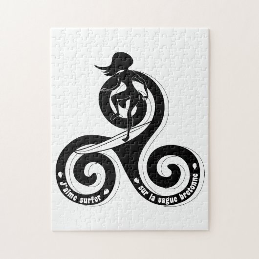 Puzzle Surfer sur la vague bretonne (version femme) (Vertical)