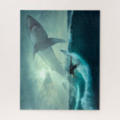 Puzzle Surfeur génial avec requins (Vertical)