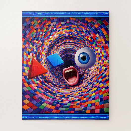 Puzzle Surreal, mosaic vortex, trippy eye and mouth (Vertical)