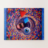 Puzzle Surreal, mosaic vortex, trippy eye and mouth (Horizontal)