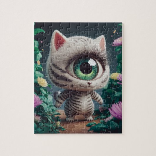 Puzzle Surreal One Eyed Zebra Kitty (Vertical)