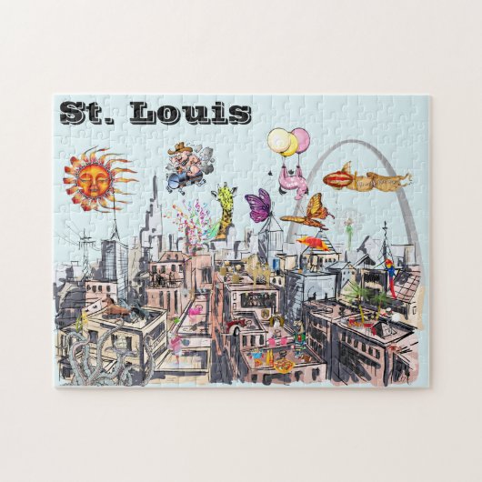 Puzzle Surreal Pop Art Busy Ville de St Louis (Horizontal)