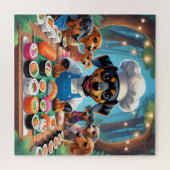 Puzzle "Sushi Party with Dachshunds - Cute Chef Chien Puz (Horizontal)