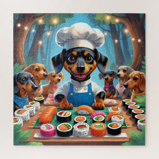 Puzzle "Sushi Party with Dachshunds - Cute Chef Chien Puz