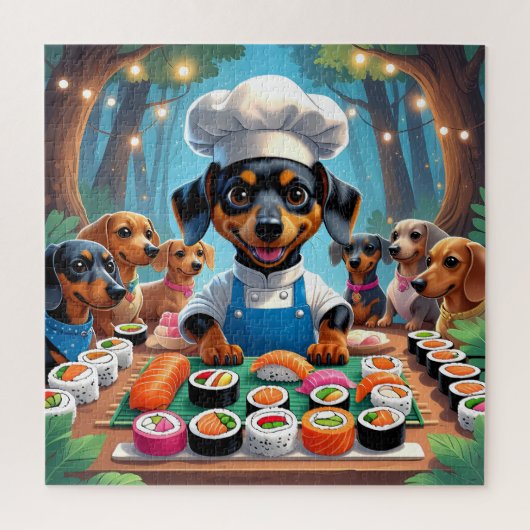 Puzzle "Sushi Party with Dachshunds - Cute Chef Chien Puz (Vertical)