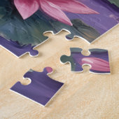 Puzzle Swan Couple Heart on Pink Sunset Lake (Côté)
