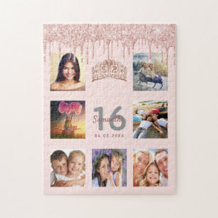 Puzzle Sweet 16 gouttes de parties scintillant photo rose