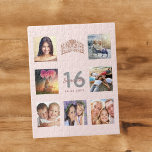 Puzzle Sweet 16 photo rose or blush rose tiara<br><div class="desc">Un cadeau unique de 16ème anniversaire ou de conservation, célébrant sa vie avec un collage de 7 de vos photos. Ajoutez des images de sa famille, de ses amis, de ses animaux de compagnie, de ses loisirs ou de sa destination de voyage de rêve. Personnalisez et ajoutez un nom, 16...</div>