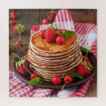 Puzzle Sweet Tasty Syrup Pancakes Red Berries Food Rustic<br><div class="desc">This rustic design feature a plate stacked with sweet tasty pancakes drizzled with syrup and berries on a colorful kitchen towel on a rustic table #sweet #tasty #food #pancakes #dessert #breakfast #berries #rustic #summer #jigsaw #puzzle #jigsawpuzzle #gifts #fun #stockingstuffers #games #gift #christmas #holidays #birthday</div>