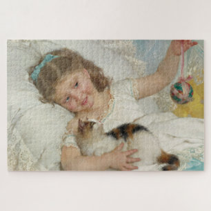 Puzzle Sweet Young Girl Jouant Avec Son Chat Pour Animaux