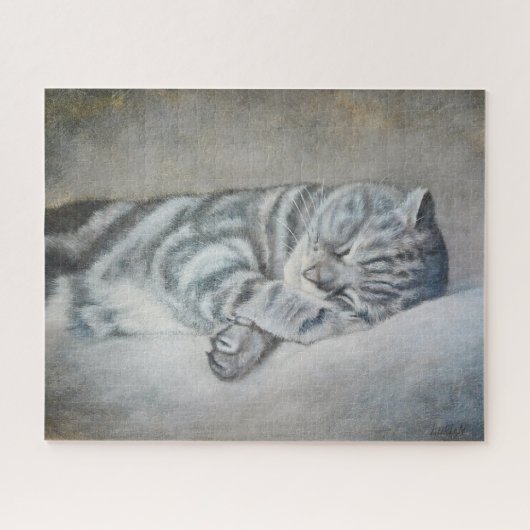 Puzzle Sweety Sleeping Cat - Peinture à l'huile par Lukia (Horizontal)