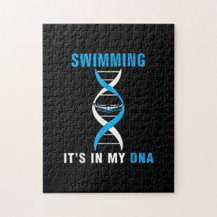 Puzzle Swimming Its In My DNA Funny Swimer Cool Love