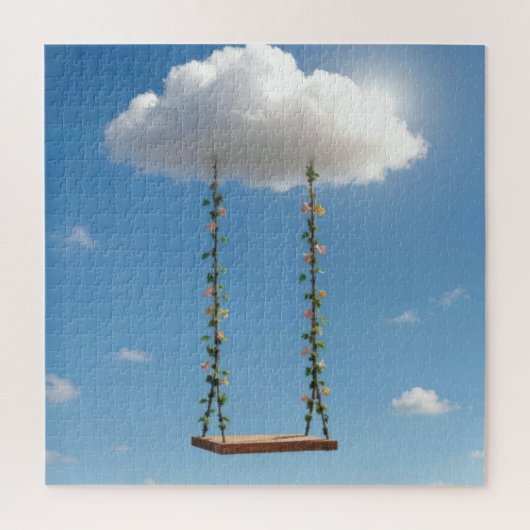 Puzzle Swing Hanging From a Cumulus Cloud (Vertical)