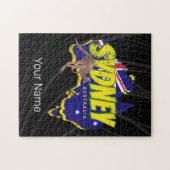 Puzzle Sydney Australie Rétro Kangaroo Et Drapeau Vintage (Horizontal)